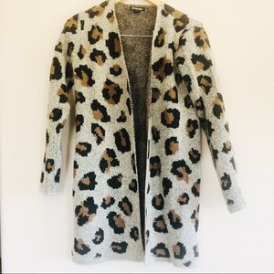 Leopard Print Open Long Cardigan